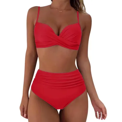 Women Fashion Sexy Printed High Waist Shorts Bikini Swimsuit
