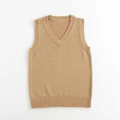 Women's V-Neck Sleeveless Cotton Knitwear Top