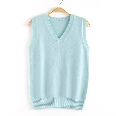 Women's V-Neck Sleeveless Cotton Knitwear Top