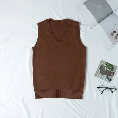 Women's V-Neck Sleeveless Cotton Knitwear Top