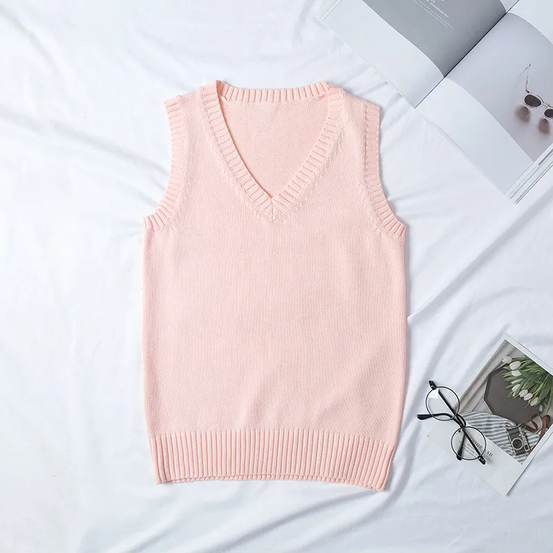 Women's V-Neck Sleeveless Cotton Knitwear Top