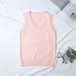 Women's V-Neck Sleeveless Cotton Knitwear Top