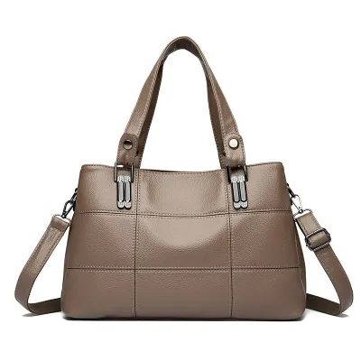 Women's Fashion Simple Solid Color Multi-Layer Large Capacity Handbag