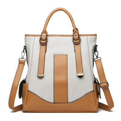 Women Fashion Casual Contrast Color Large-Capacity Bucket Handbag