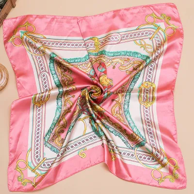 Women Fashion Printed Large Square Satin Scarf