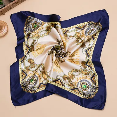 Women Fashion Printed Large Square Satin Scarf
