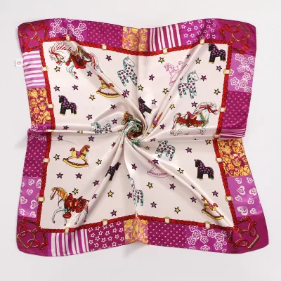Women Fashion Printed Large Square Satin Scarf