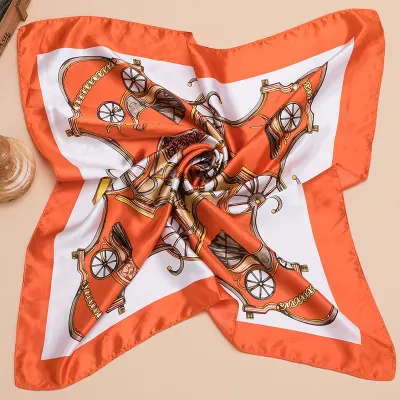 Women Fashion Printed Large Square Satin Scarf