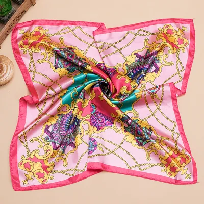 Women Fashion Printed Large Square Satin Scarf