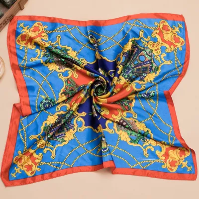 Women Fashion Printed Large Square Satin Scarf