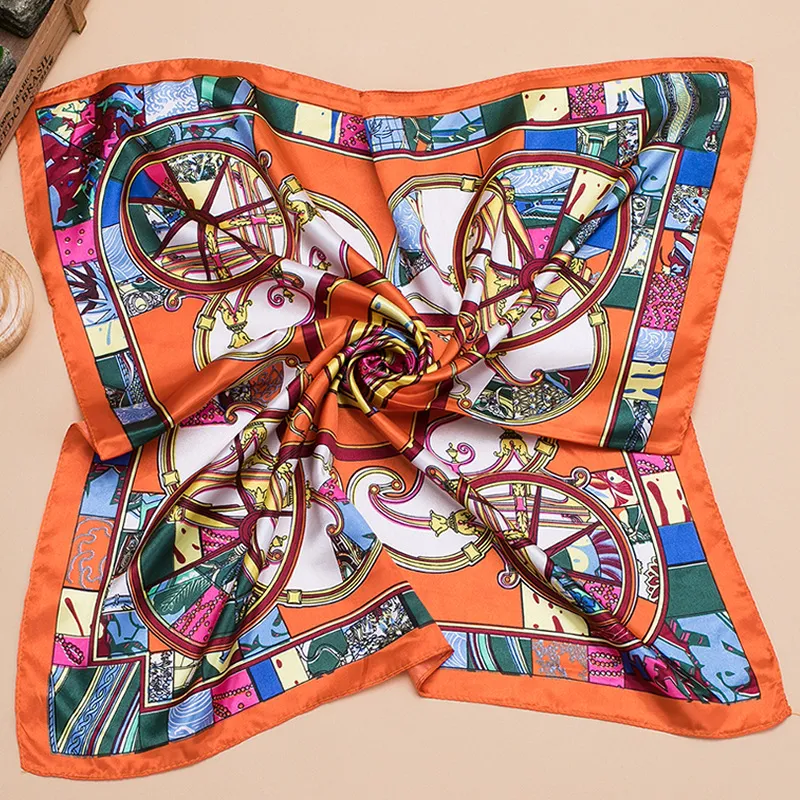 Women Fashion Printed Large Square Satin Scarf