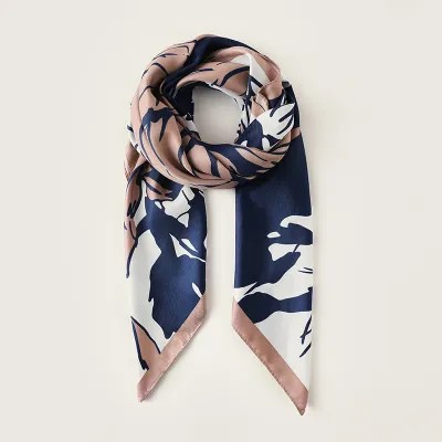 Women Spring Vintage Flower Printed Square Scarf 90x90CM