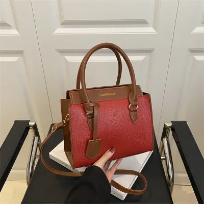 Women Fashion Simple Casual Color Block Handbag