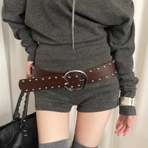 Women's Fashion Solid Color Rivet Belt