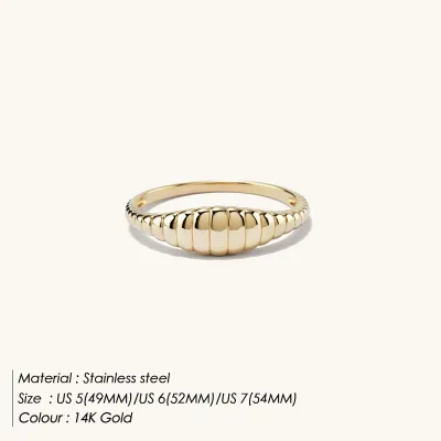 Women's Fashion Simple Gold Plated Stainless Steel Ring