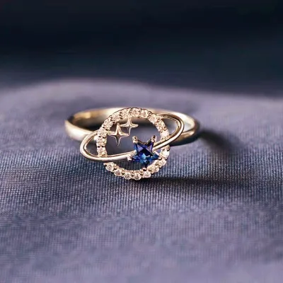 Women Fashion Blue Zircon Star Ring