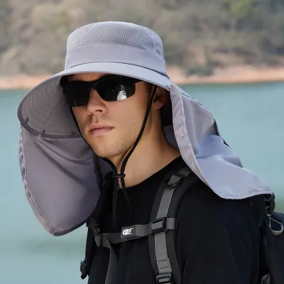 Men Casual Solid Color Outdoor Face-Covering Oversized Sun Hat