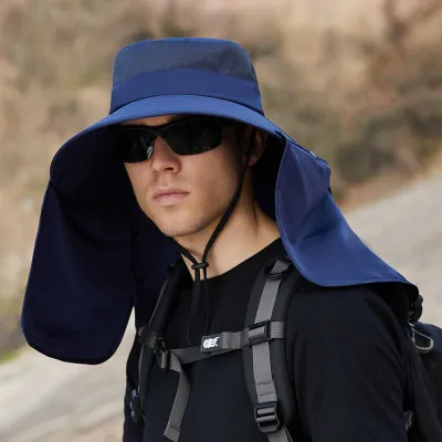 Men Casual Solid Color Outdoor Face-Covering Oversized Sun Hat