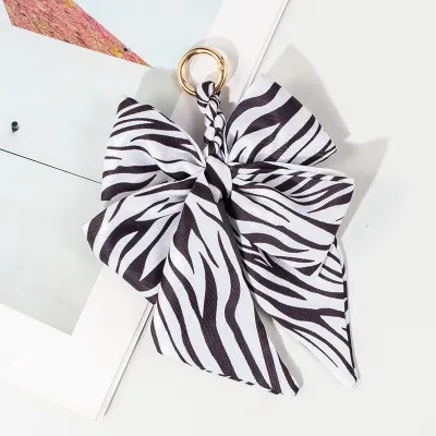 Women Fashion Silk Scarf Bowknot Bag Pendant Keychain