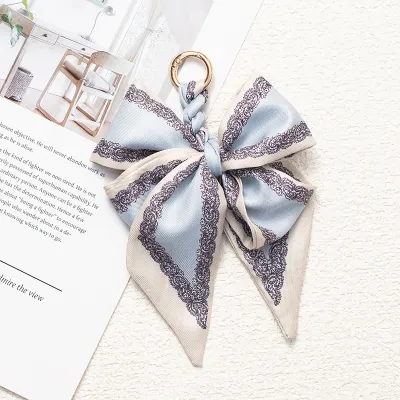 Women Fashion Silk Scarf Bowknot Bag Pendant Keychain