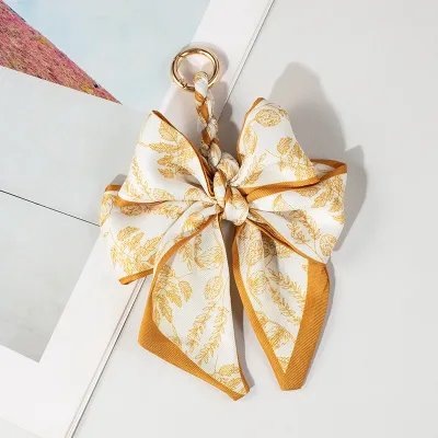 Women Fashion Silk Scarf Bowknot Bag Pendant Keychain