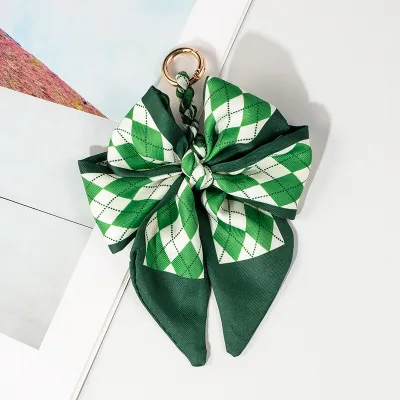 Women Fashion Silk Scarf Bowknot Bag Pendant Keychain
