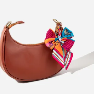 Women Fashion Silk Scarf Bowknot Bag Pendant Keychain