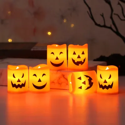 Halloween Electronic Candle Skull Ghost Pumpkin Lamp Atmosphere Decoration 6-Piece Set