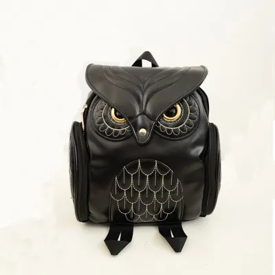 Women PU Leather Owl-Shaped Gothic Backpack