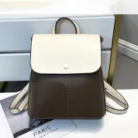 PU Women Casual Zipper Design Solid Color Large Capacity Backpack