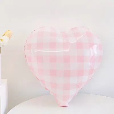 Fashion Birthday Party Solid Color Love Blue And White Grid Aluminum Film Balloon