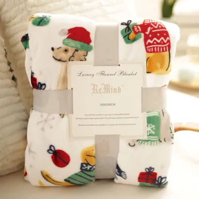 Cute Snowman Flannel Sofa Blanket for Christmas Party