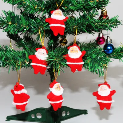Christmas Red Mini Santa Claus Doll Pendant Ornaments Decoration 6-Piece Set