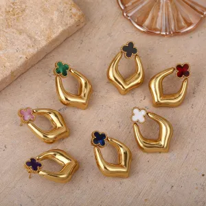 Personalized Fashion Four-Leaf Clover Titanium Steel Stud Earrings