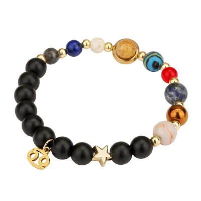 Fashion 12 Constellation Handmade Beaded Stainless Steel Alloy Bracelet