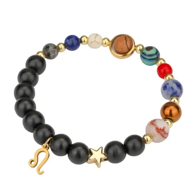Fashion 12 Constellation Handmade Beaded Stainless Steel Alloy Bracelet