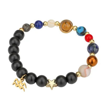 Fashion 12 Constellation Handmade Beaded Stainless Steel Alloy Bracelet