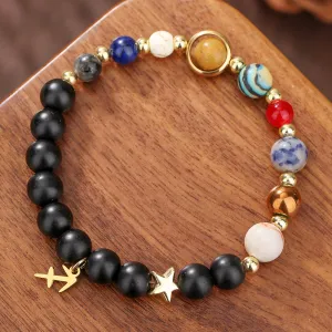 Fashion 12 Constellation Handmade Beaded Stainless Steel Alloy Bracelet