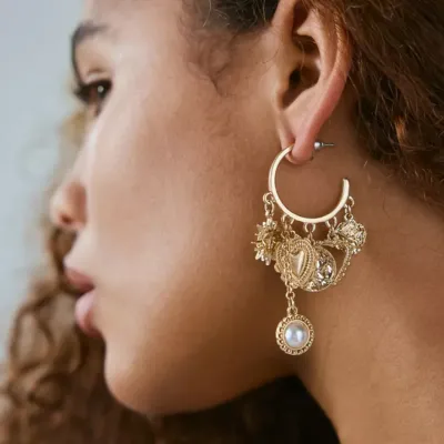 Fashion Alloy Pearl Tassel Hip-Hop Earrings