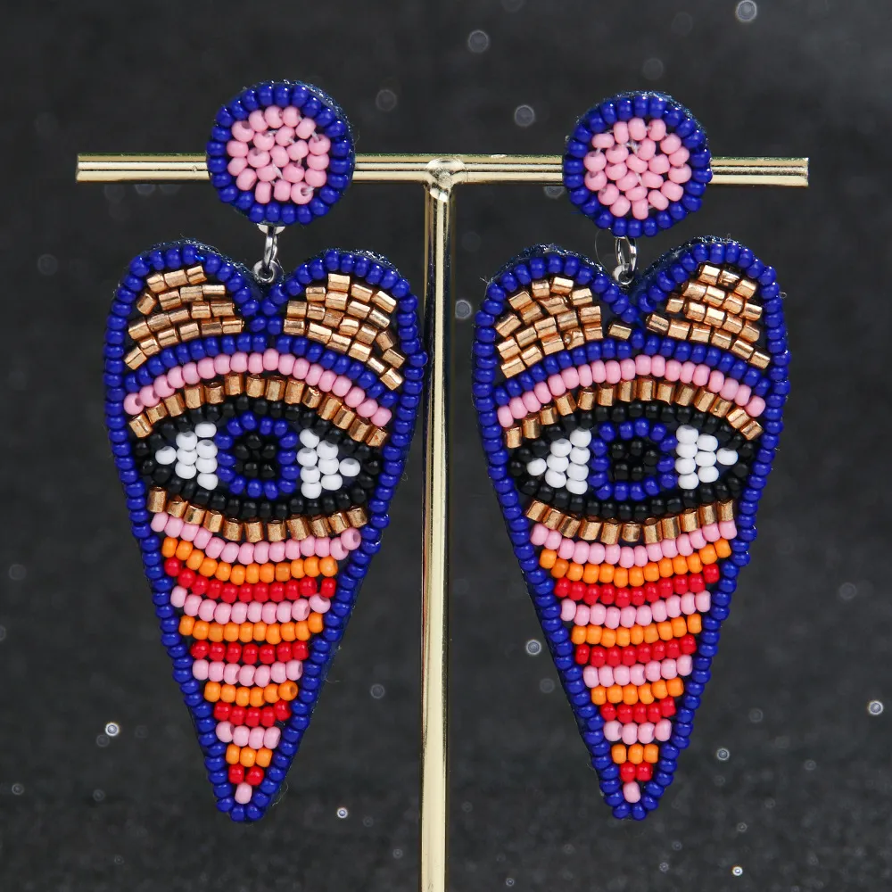 Women Fashion Boho Devil'S Eye Rice Bead Earrings Personality Trend