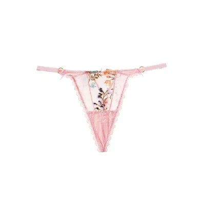 Women Sexy Lace Embroidered Perspective Low Waist Thong Panties