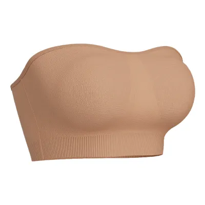 Women Simple Solid Color Strapless Non-Slip Silicone Bra