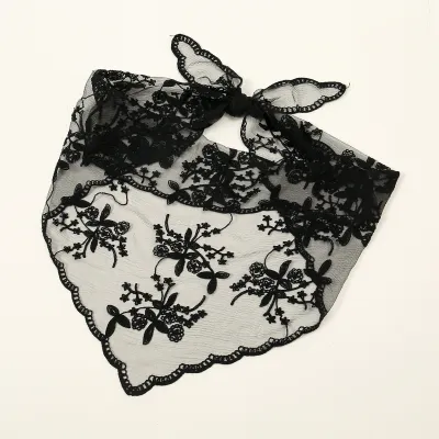 Women's Fashion Solid Color Lace Floral Triangle Scarf