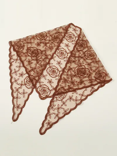 Women's Fashion Solid Color Lace Floral Triangle Scarf