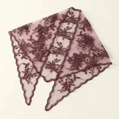 Women's Fashion Solid Color Lace Floral Triangle Scarf