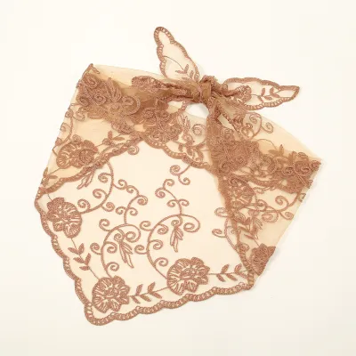 Women's Fashion Solid Color Lace Floral Triangle Scarf