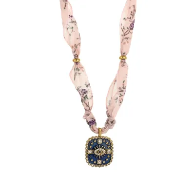 Women Fashion Multicolor Oil Dripping Pendant Silk Scarf Necklace