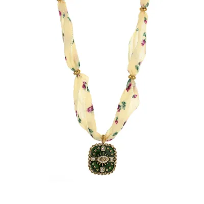 Women Fashion Multicolor Oil Dripping Pendant Silk Scarf Necklace