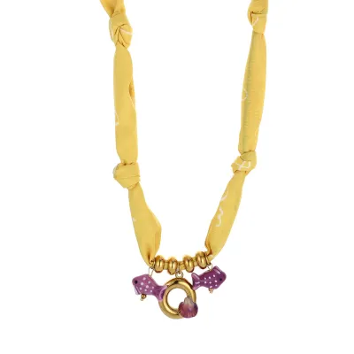 Women Fashion Handmade Dropping Oil English Letter Pendant Colorful Silk Scarves Necklace