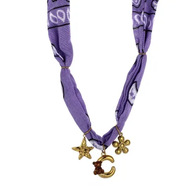 Women Fashion Handmade Dropping Oil English Letter Pendant Colorful Silk Scarves Necklace